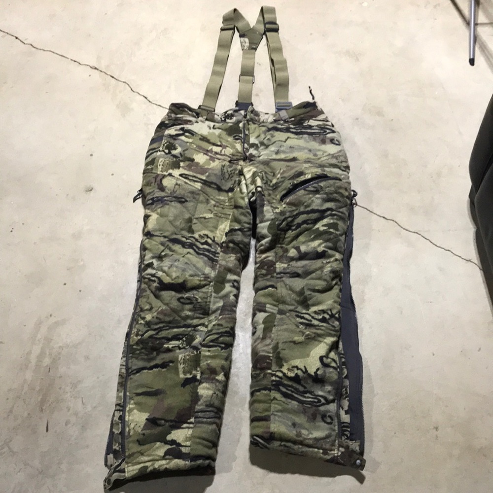 Insulated Under Armor pants with suspenders.